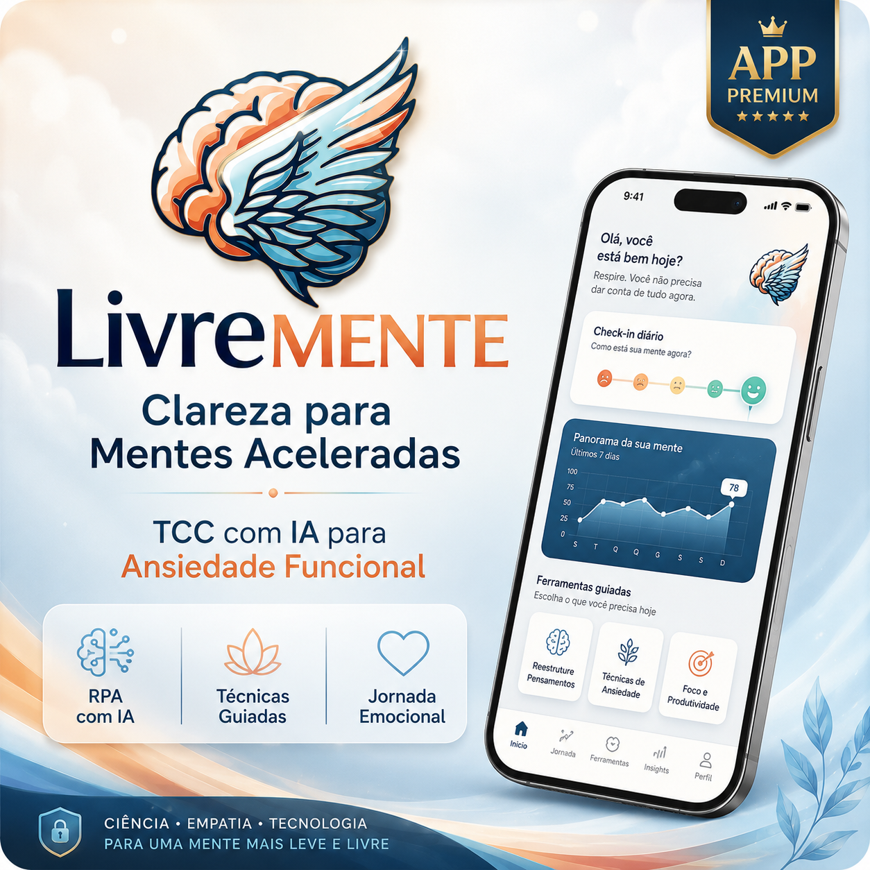 App LivreMENTE — TCC com IA para ansiedade funcional